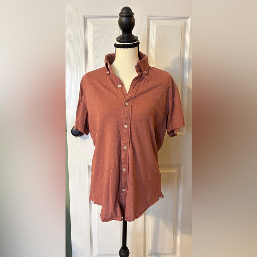 Bonobos Button Down Short Sleeve Men's Small Rust Red Orange Casual